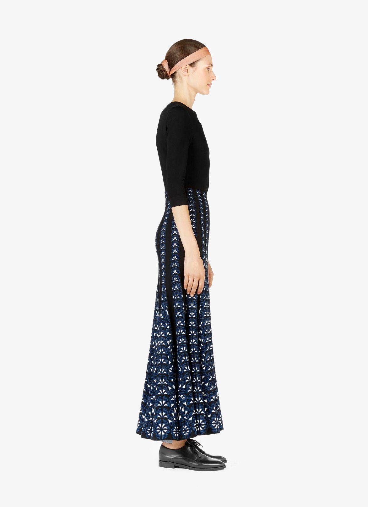 Long Flowing Skirt
 ALAÏA BLACK/BLUE LONG FLOWING SKIRT